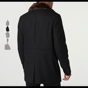 Karl Lagerfeld Paris Fur Collar Coat Black/Brown